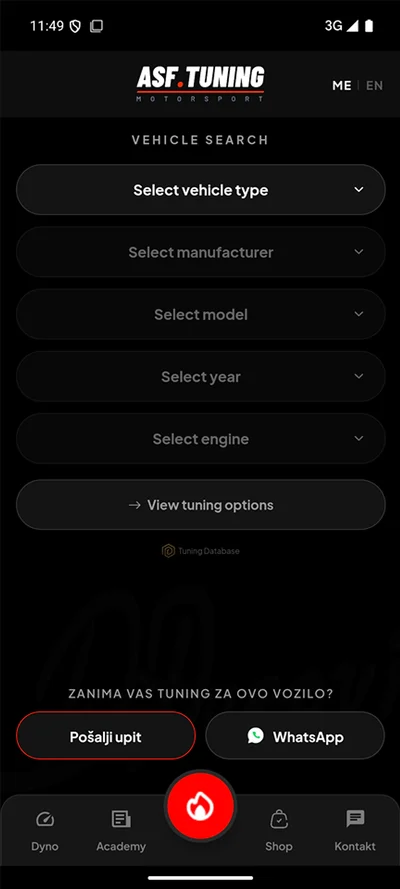 ASF Tuning aplikacija na telefonu